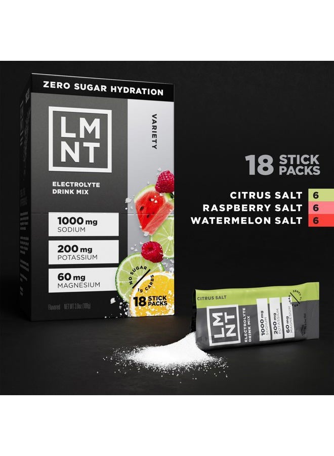 Lmnt Zero Sugar Electrolytes - Variety Pack Bundle | Drink Mix | 18-Count
